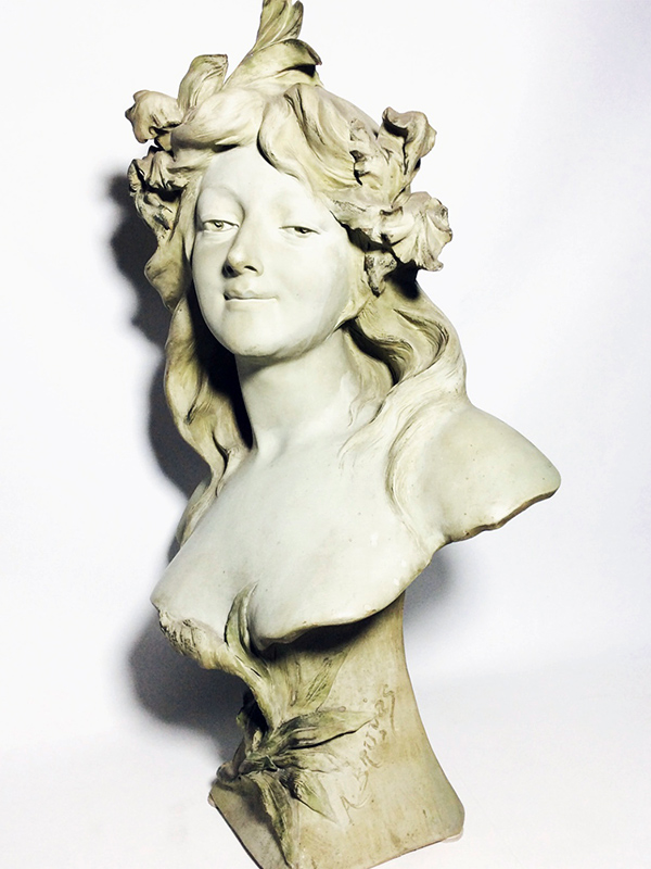 Art Nouveau Terekota Kadın Figürlü A. Bruvas İmzalı Büst