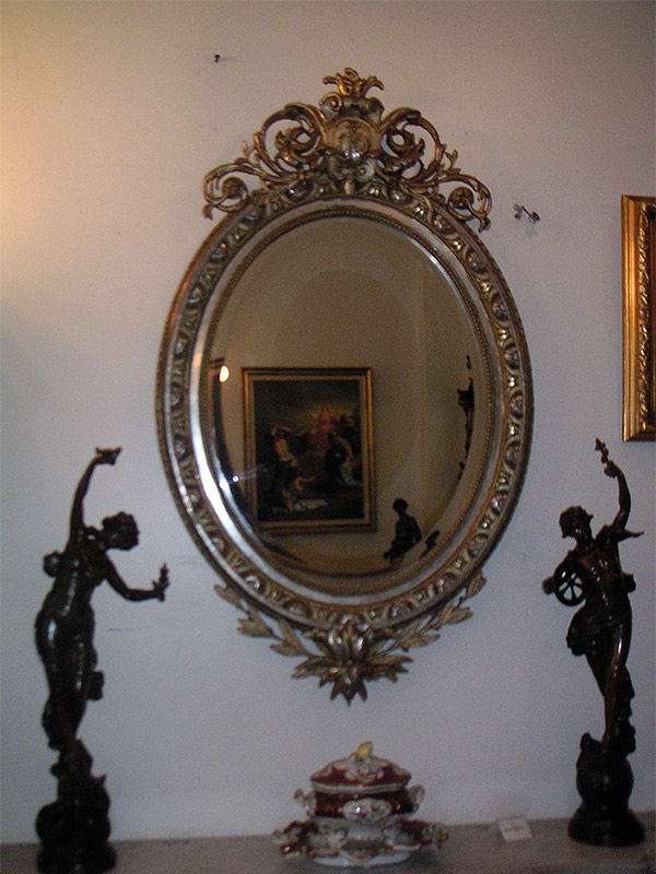 Fransız Ahşap Üzeri Gümüş ve Altın Varaklı Ayna