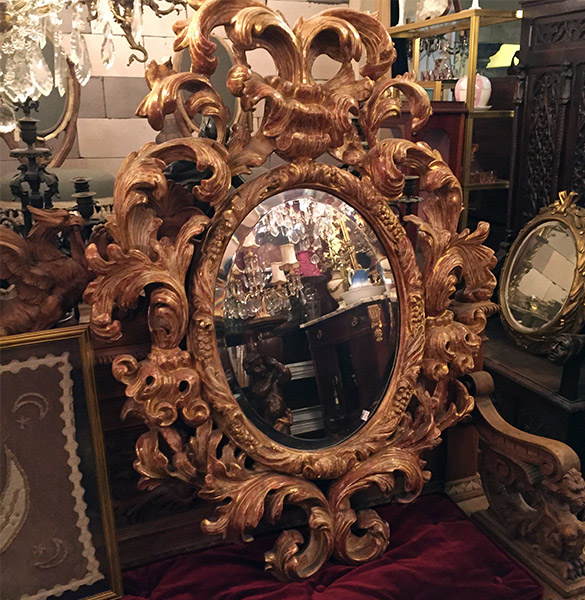 Fransız Ahşap Üzeri Rococo Altın Varak Ayna