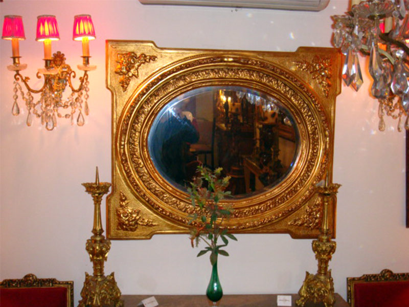 Fransız Ahşap Üzeri Altın Varak Ayna