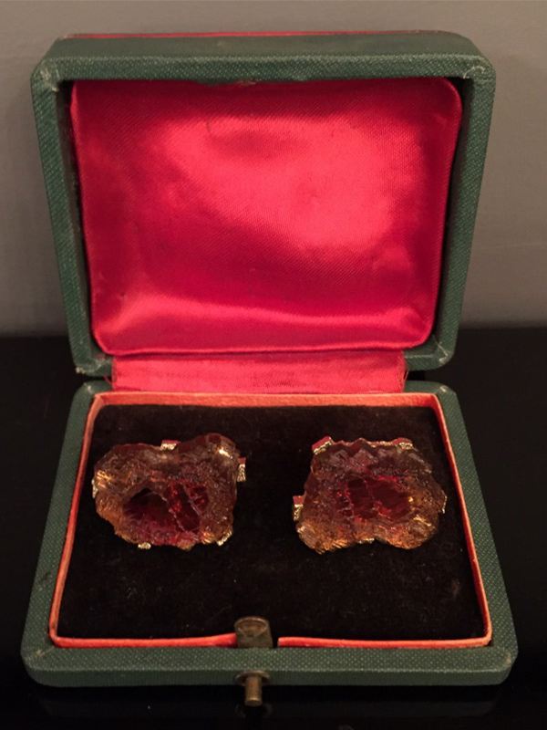 Özel Taşlı Altın Kaplama Çift Vintage Kol Düğmesi