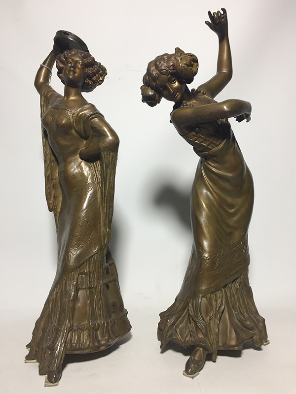 Fransız Damgalı Dans eden kadınlar çift heykel
