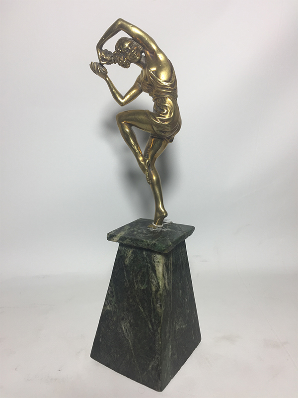 Fransız art deco bronz Pierre Le Faguays Grapes 1930 dans eden kadın heykeli