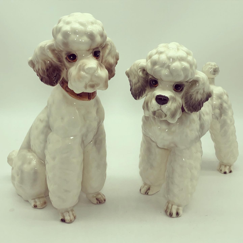 Amerikan Malı İmzalı Porselen Çift Köpekler