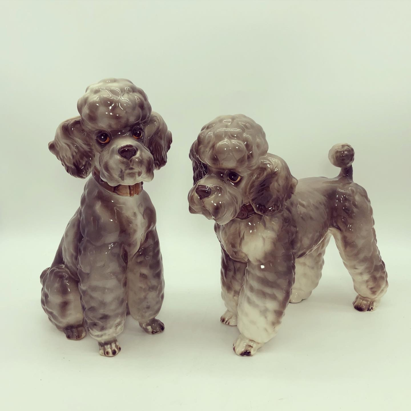 Amerikan Malı İmzalı Porselen Çift Köpekler